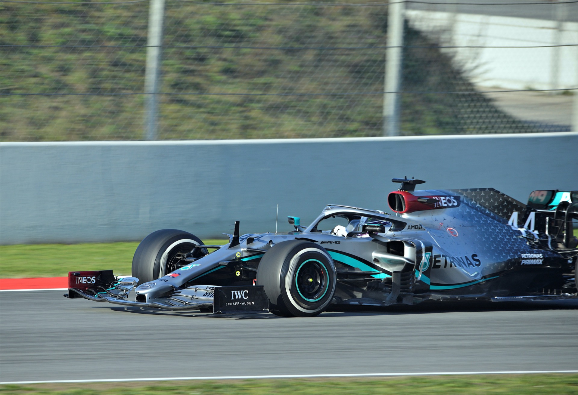 Hamilton in the Mercedes W11, 2020